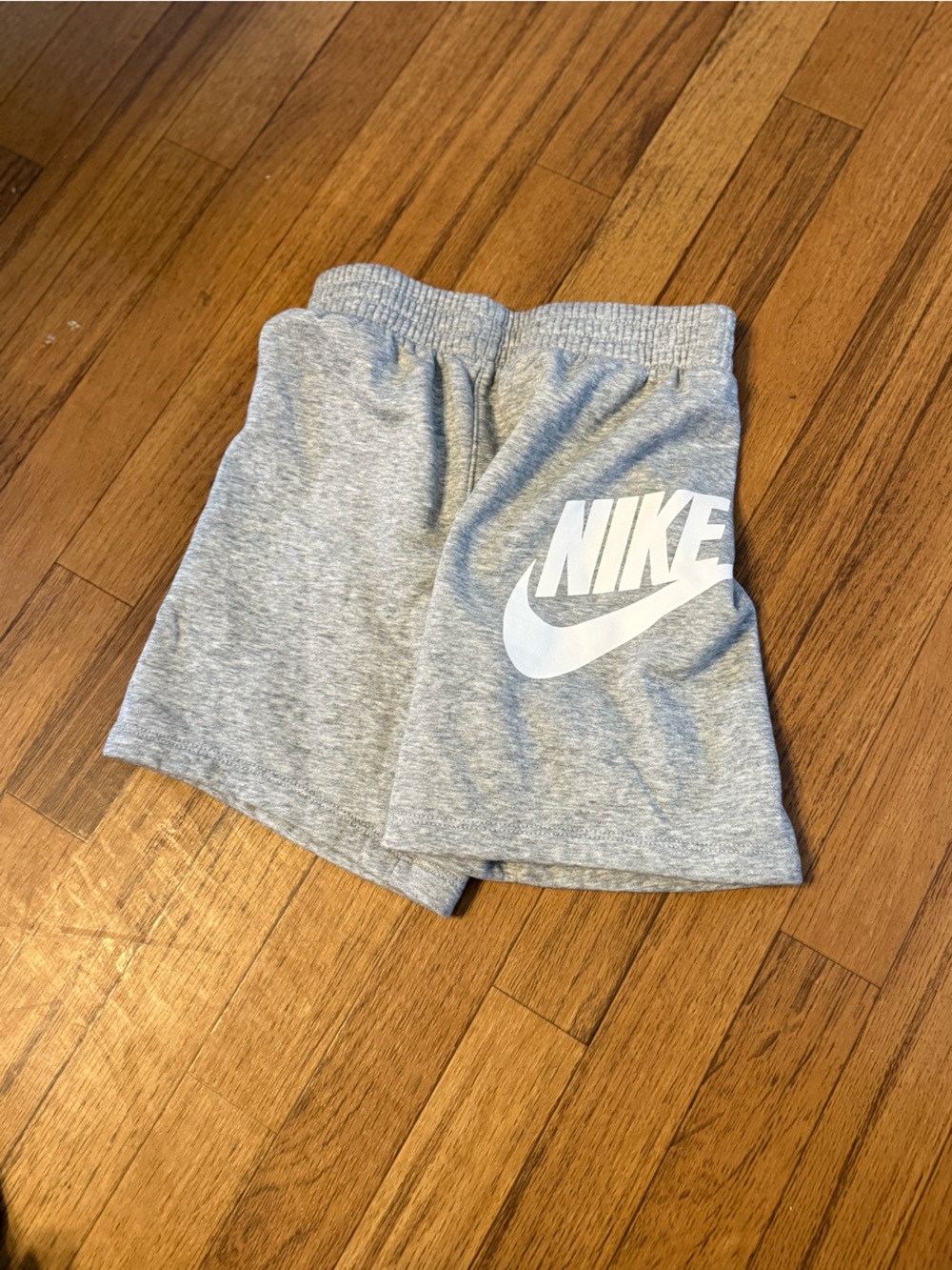 Nike Light Gray Sweat Shorts with White Swoosh